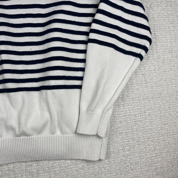 Lacoste Live! Preppy Knitted pullover Sweater White / Navy Striped Men Sz 6 Read - Picture 6 of 16